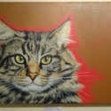 53 Walter Wegger "Katze in Rot" - Acryl, 77x55cm