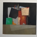 Karl Korab "Der Brief" - Gouache / Collage, 21x20cm