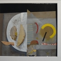 Karl Korab "Gedeckter Brief 1" - Gouache / Collage, 16x18cm