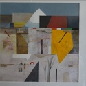 Karl Korab "Häuserzeile" - Gouache / Collage, 34x34cm