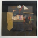 Karl Korab "Wandbord" - Gouache / Collage, 29x29cm