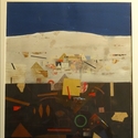 Karl Korab "Weisser Hügel" - Gouache / Collage, 40x34cm